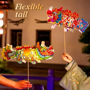 Украса на китайската Нова Година Окачване-фенер празника на Пролетта направи си САМ Ръчно изработени Традиционен лек украшение във формата на Лъв и Дракон за подаръци на децата