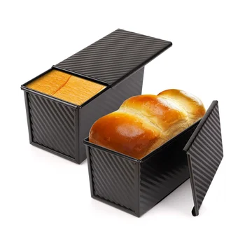 Форма за печене на хляб, 2 опаковки, антипригарная форма за хляб с капак Форма за печене от въглеродна стомана с капак за печене на хляб