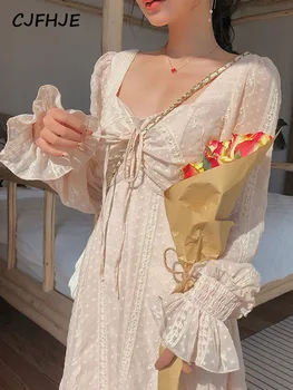 Френското вечерна рокля Midi 2022, Есен Винтажное рокля Фея, Дамско Елегантно Дизайнерско Шифоновое рокля с дълъг ръкав, ежедневни дамски дрехи
